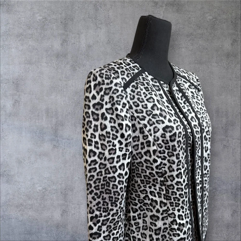 Kasper Leopard-Print Open-Front Jacket. - Picture 2 of 7